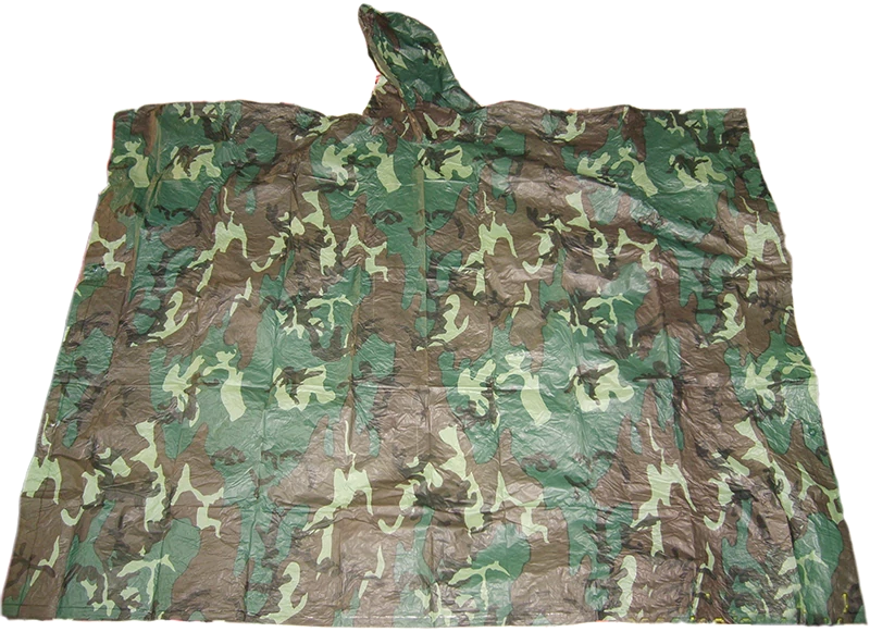 all over printing plastic army rain poncho manufacturer 3colors camouflage