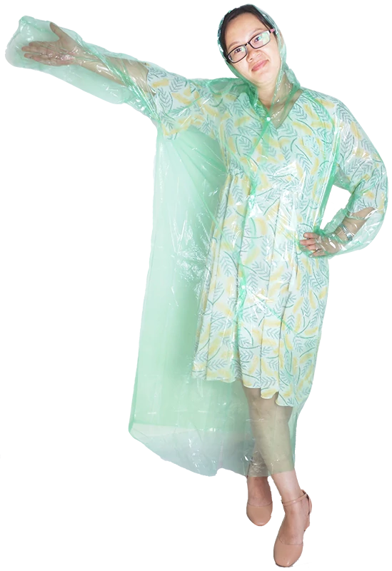 cheap raincoat womens disposable plastic raincoat supplier-Green plastic raincoats producer
