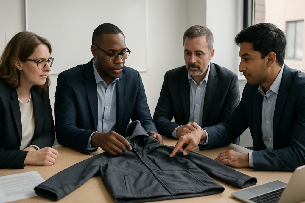 1751277656754 professional b2b meeting discussing custom rain jacket index 5@1536x1024.png